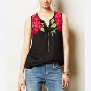 Anthropologie Floreat Embroidered Tank